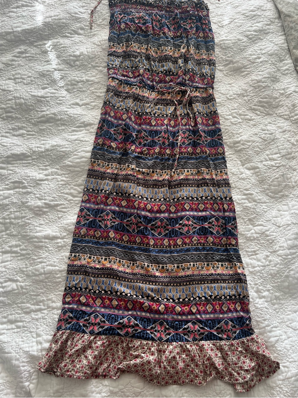Xhilaration Navy Multi-Color Boho Printed Maxi Dress